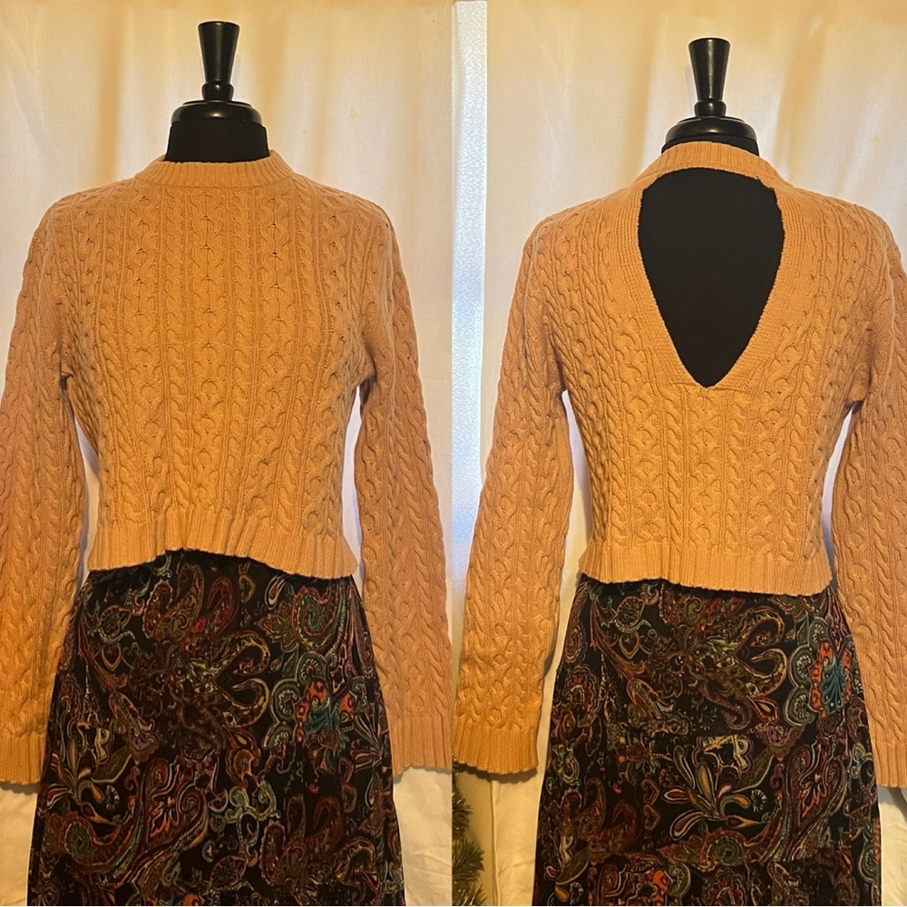 Creamsicle Cropped Cable Knit Sweater